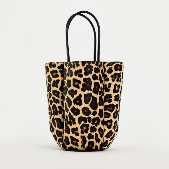 Zara Animal Print Bucket Bag - Black and Brown - Picture 1 of 6